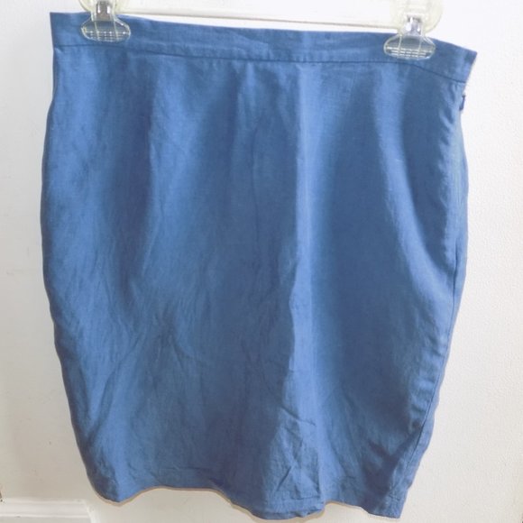 PURSUITS LTD. Silk/Linen Skirt Denim Blue Size 8 - Picture 2 of 2